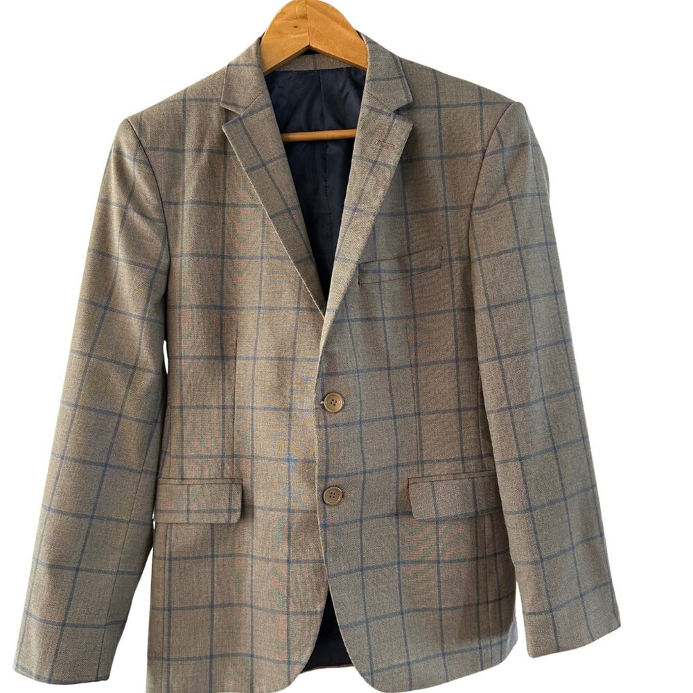 Grey and Blue Checkered Blazer | Vintage Blazer by Clasiko | Women's Small